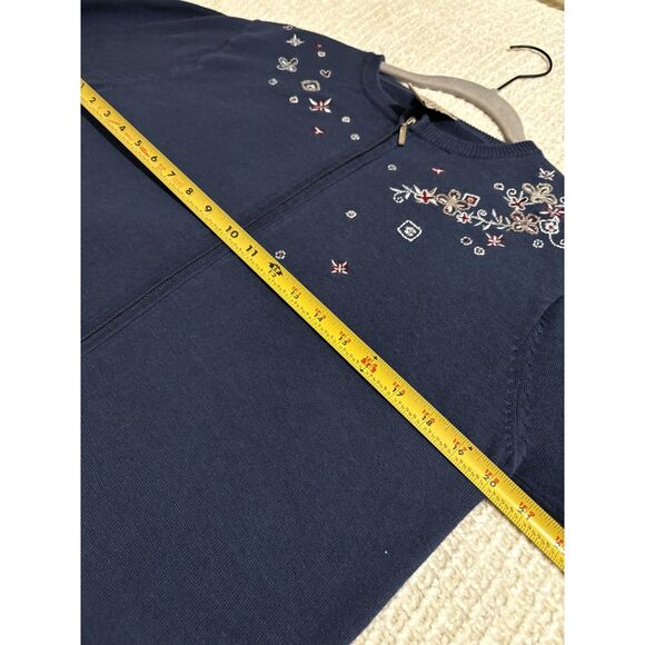 Vintage Teddi Embroidered Zip Cardigan Sweater M Cottagecore Boho Grandmacore - Picture 4 of 8